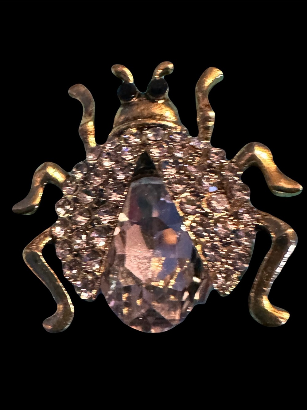 Crystal Bee Brooch - Gold Tone with Pink Crystal